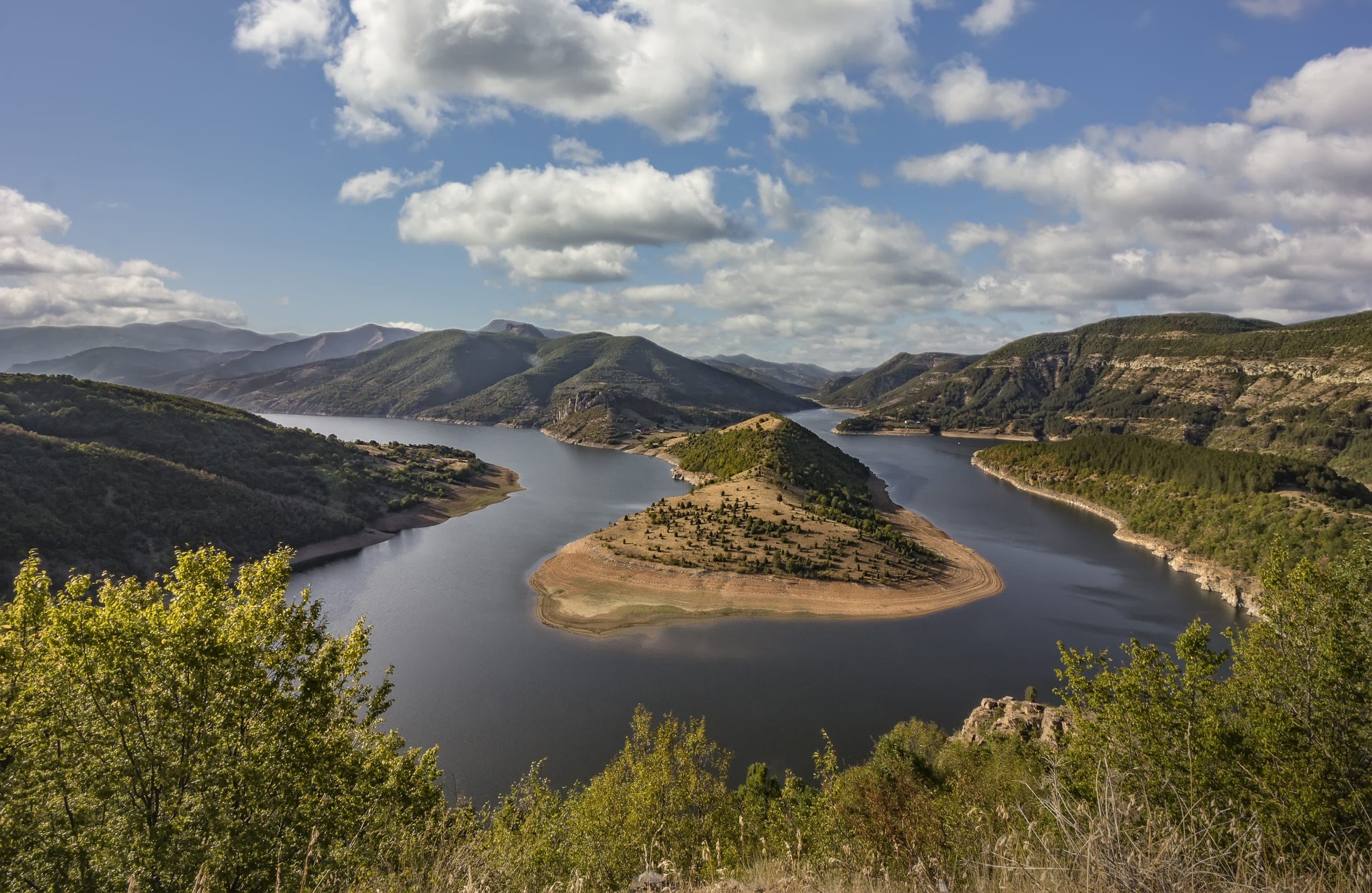 cloudy day view at the meander of Arda River, Bulgaria